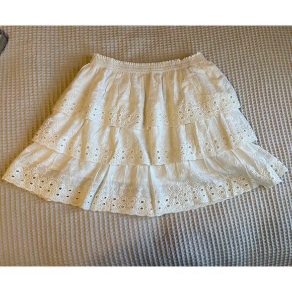 House of Harlow 1960 Ruffle Cottage Core White Eyelet Tiered Mini Skirt Small - Picture 11 of 11